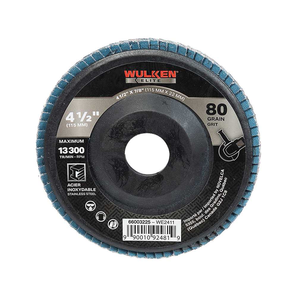 Disque à sabler grain 80 pour rectifieuse 4 1/2 po WULKEN ELITE