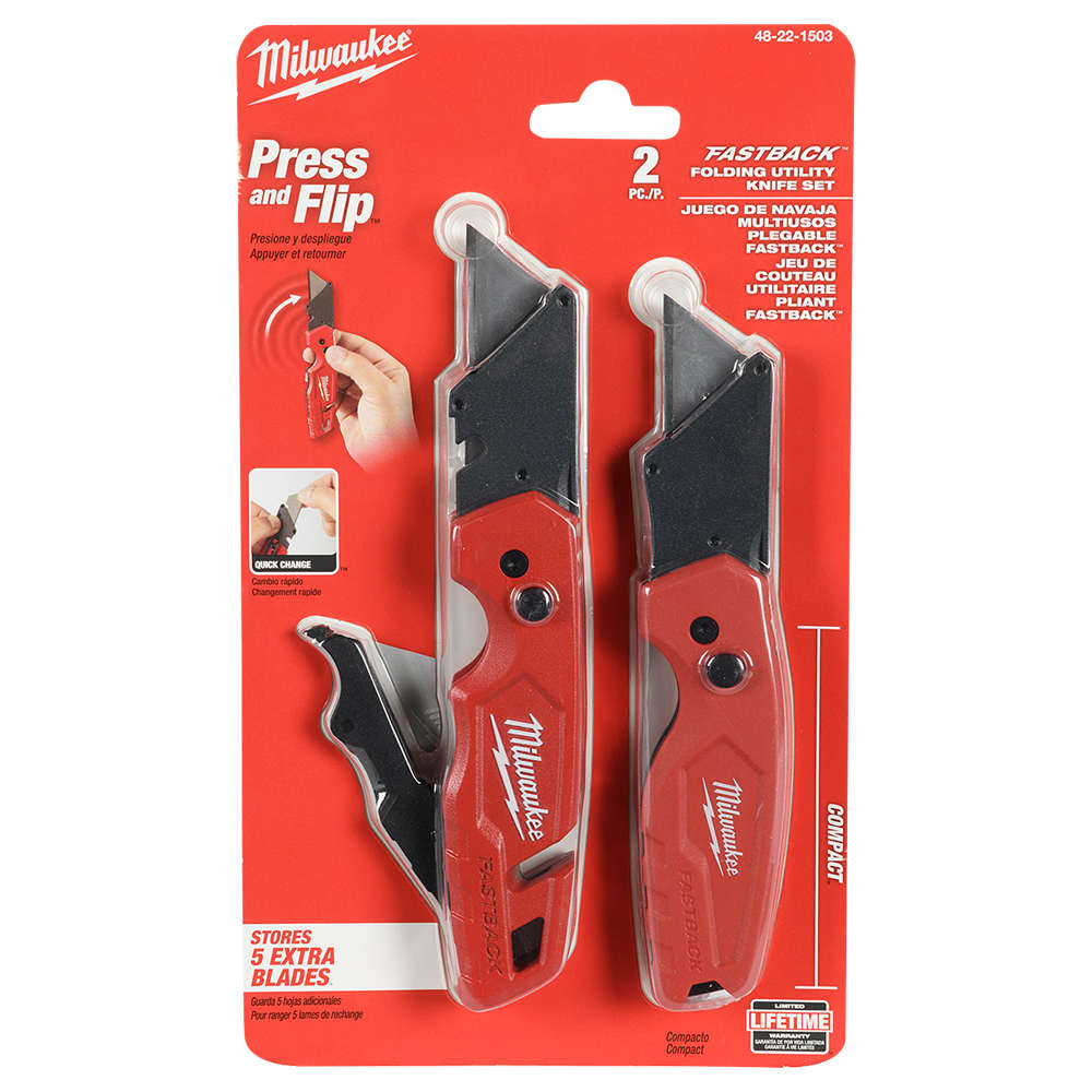 MILWAUKEE Fastback Folding Utility Knife Set Pkg/2