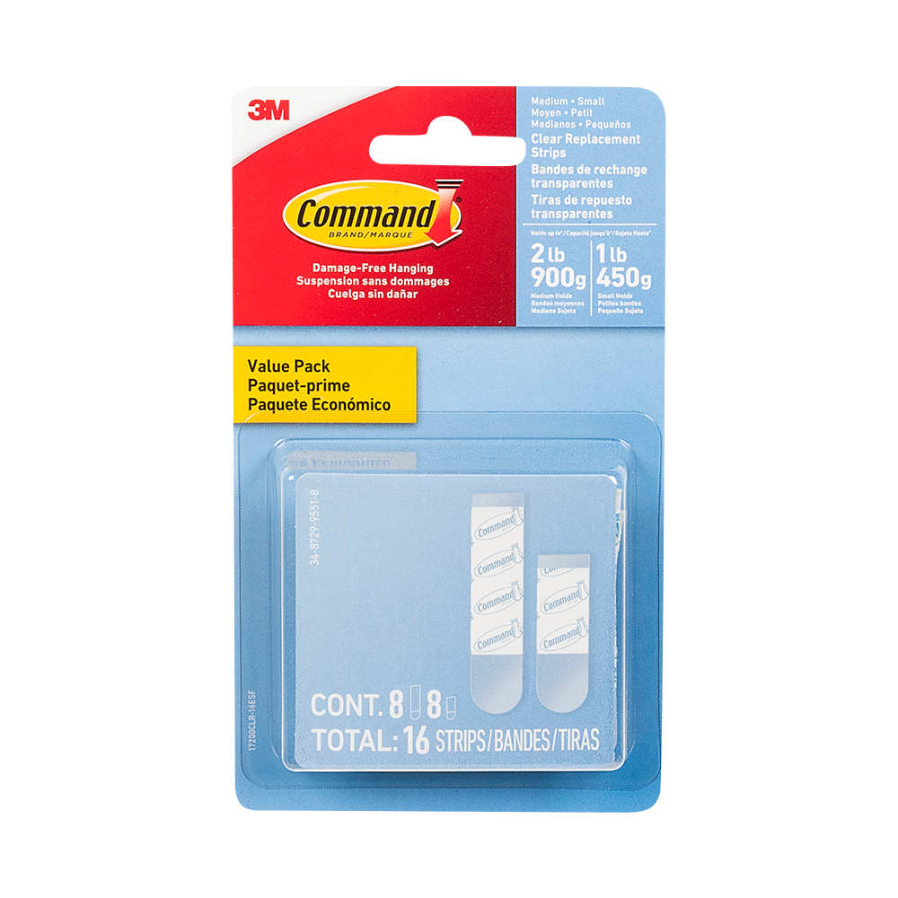 Bandes de recharge transparentes pour crochets adhésifs Ens/16 3M