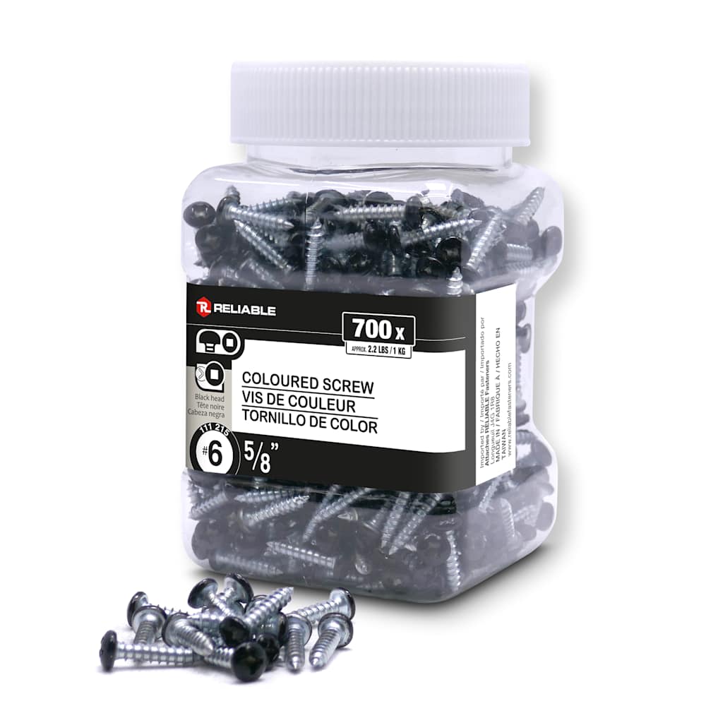 Vis à soffite 5/8&nbsp;po n° 6 T.R. noire Pqt/700