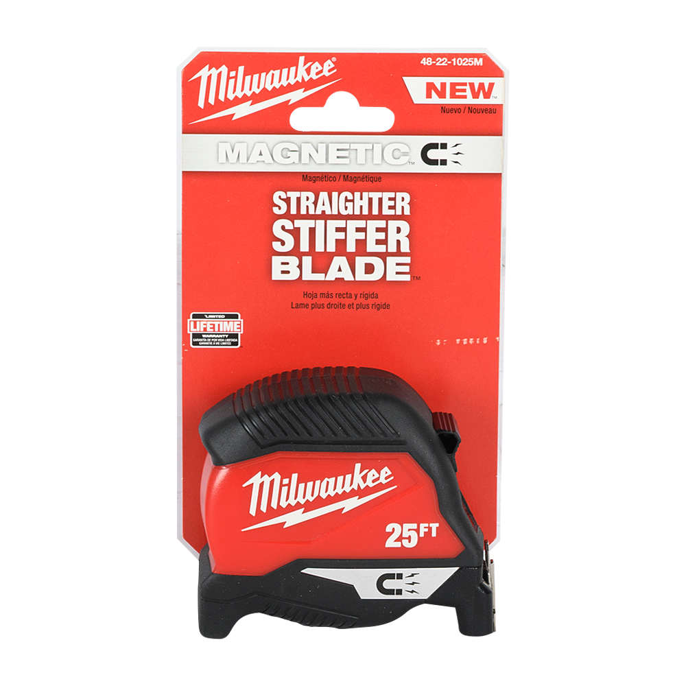 Ruban à mesurer aimanté 25&nbsp;pi&nbsp;x&nbsp;1&nbsp;1/8&nbsp;po MILWAUKEE