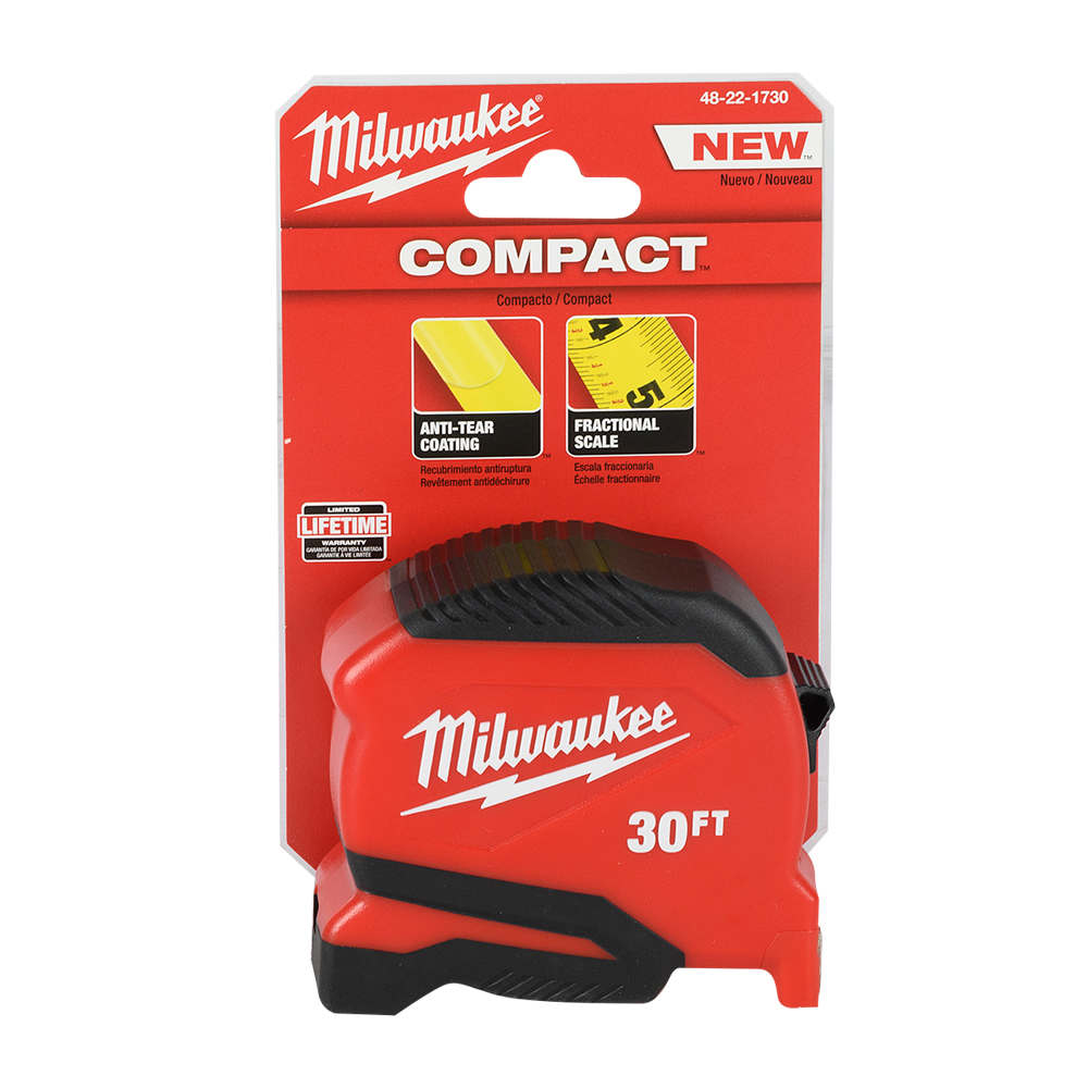 MILWAUKEE Compact Tape Measure 30&nbsp;ft.&nbsp;x&nbsp;1&nbsp;in.
