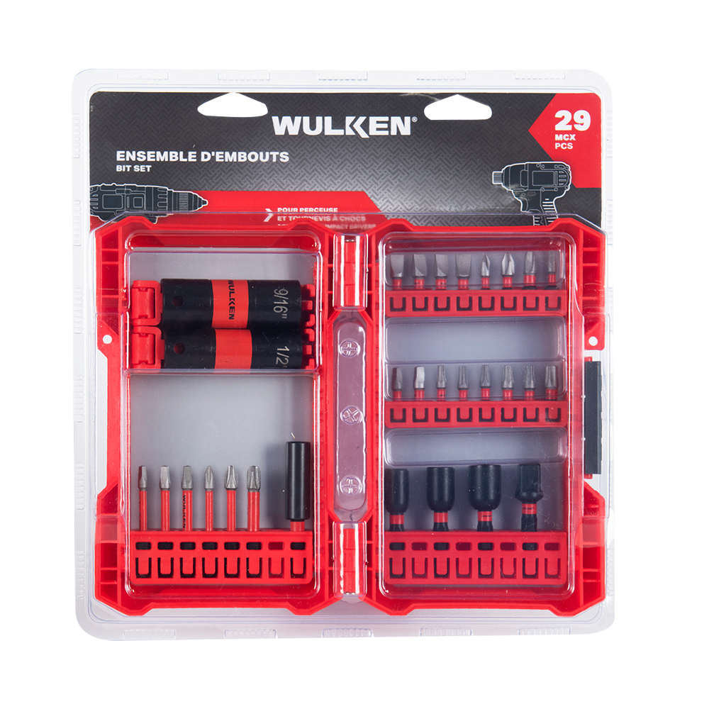 Ensemble de 29 embouts pour perceuse et tournevis à chocs WULKEN