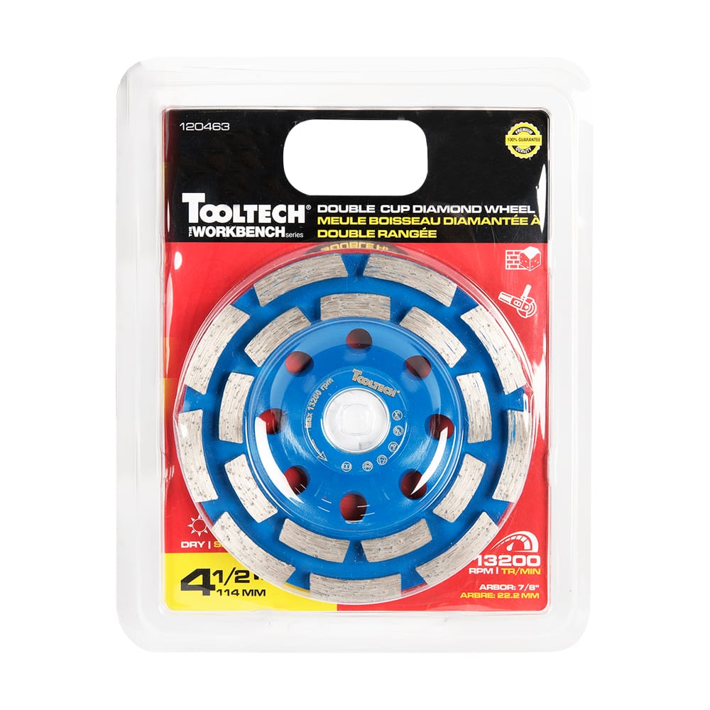 Disque double au diamant pour rectifieuse 4&nbsp;1/2&nbsp;po