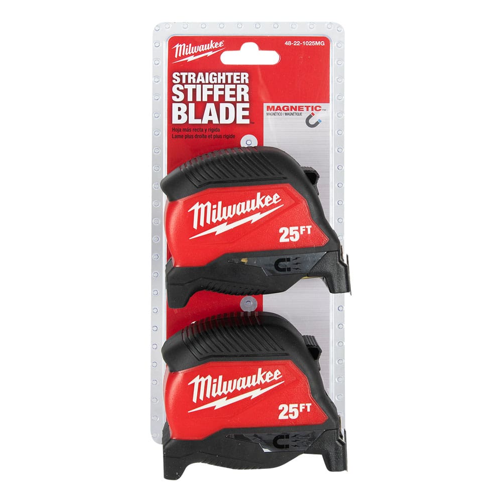 MILWAUKEE Magnetic Tape Measure 25&nbsp;ft.&nbsp;x&nbsp;1&nbsp;1/8&nbsp;in. Pkg/2