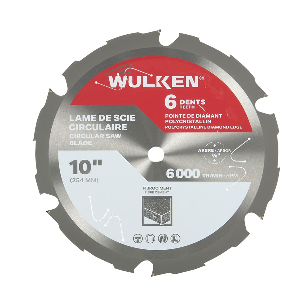 Lame de scie circulaire pour fibrociment 10&nbsp;po 6&nbsp;dents