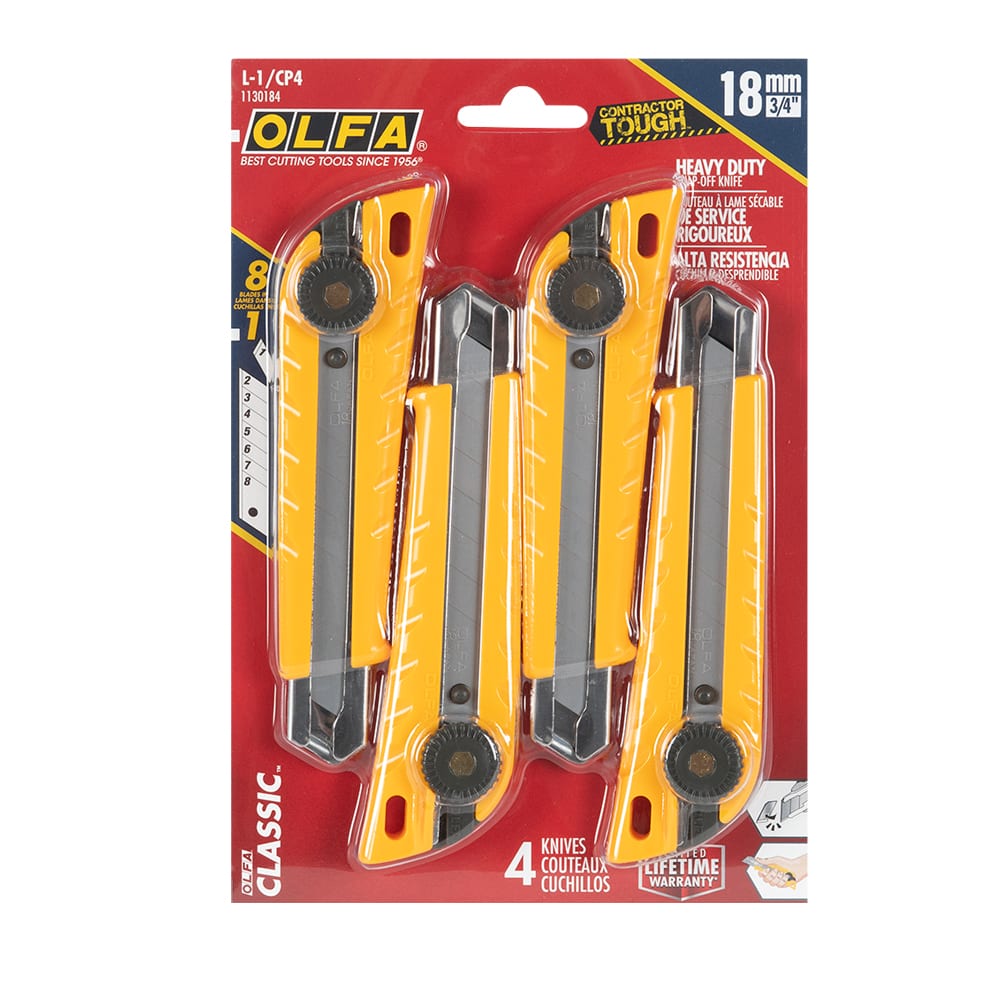 Couteaux utilitaires robustes 18 mm L-1 Pqt/4