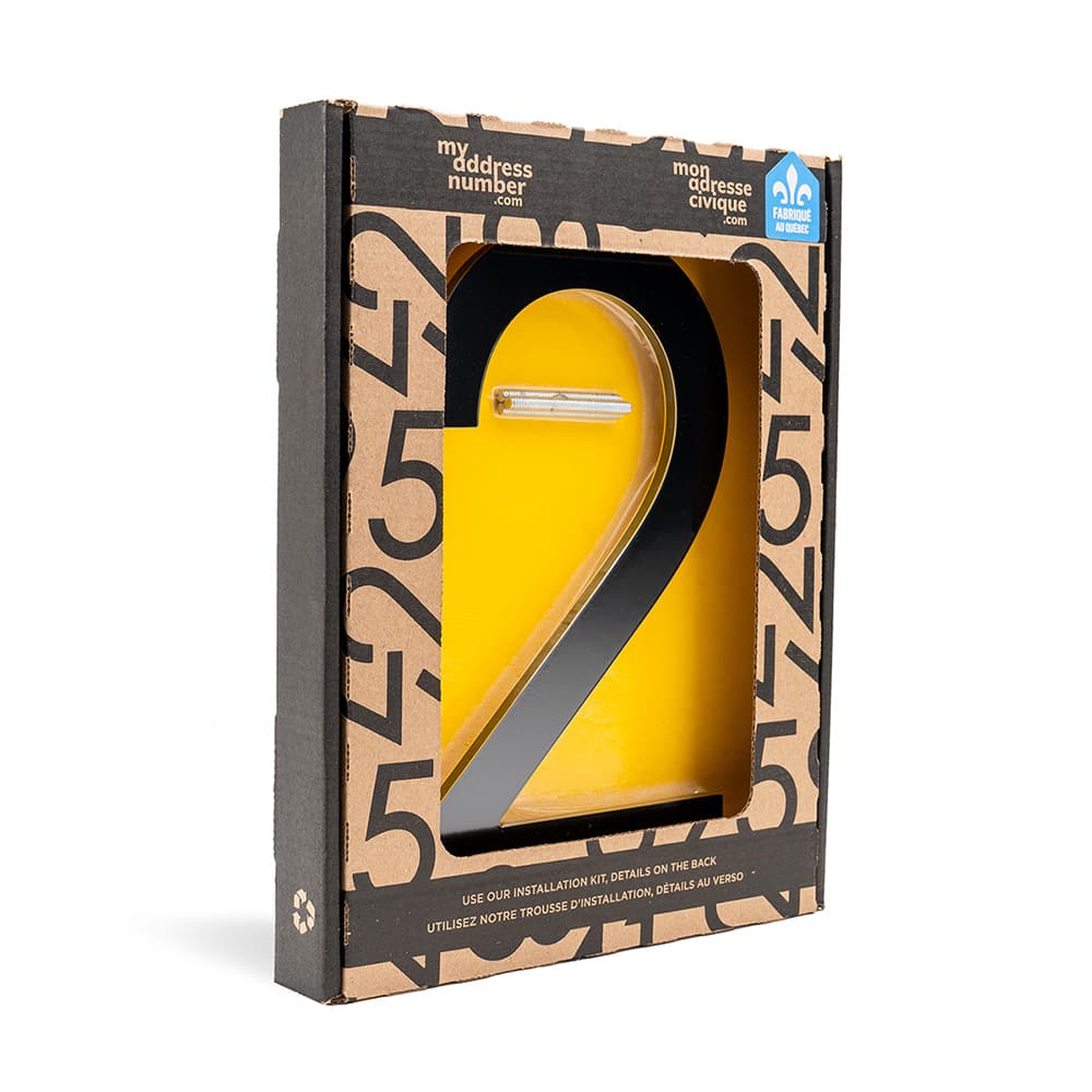 Chiffre 2 Bungalow en aluminium noir 8 1/2&nbsp;po