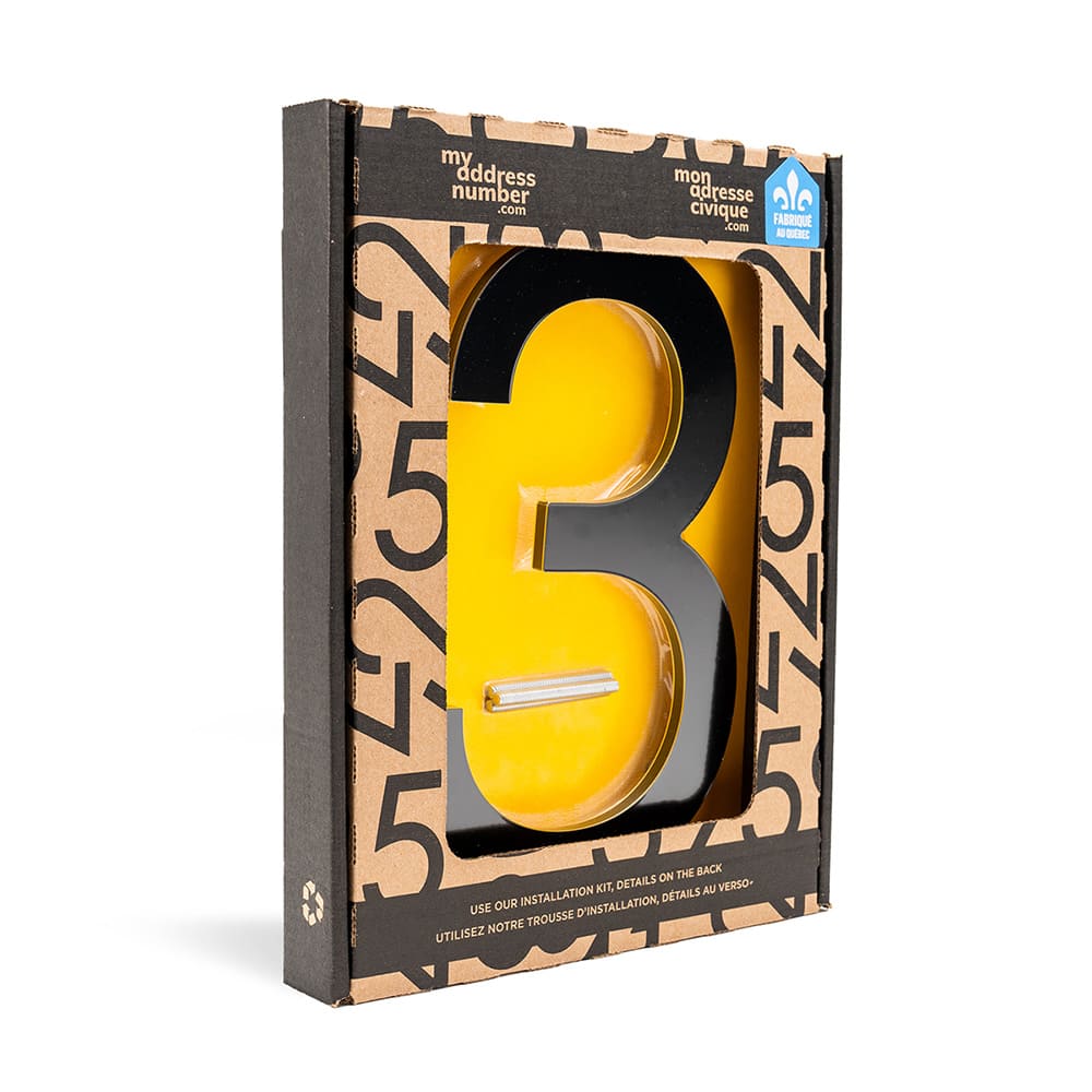 Chiffre 3 Bungalow en aluminium noir 8 1/2&nbsp;po