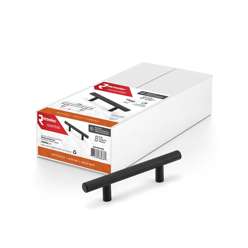 Metal Cabinet Handles Black 76 mm c/c Pkg/8