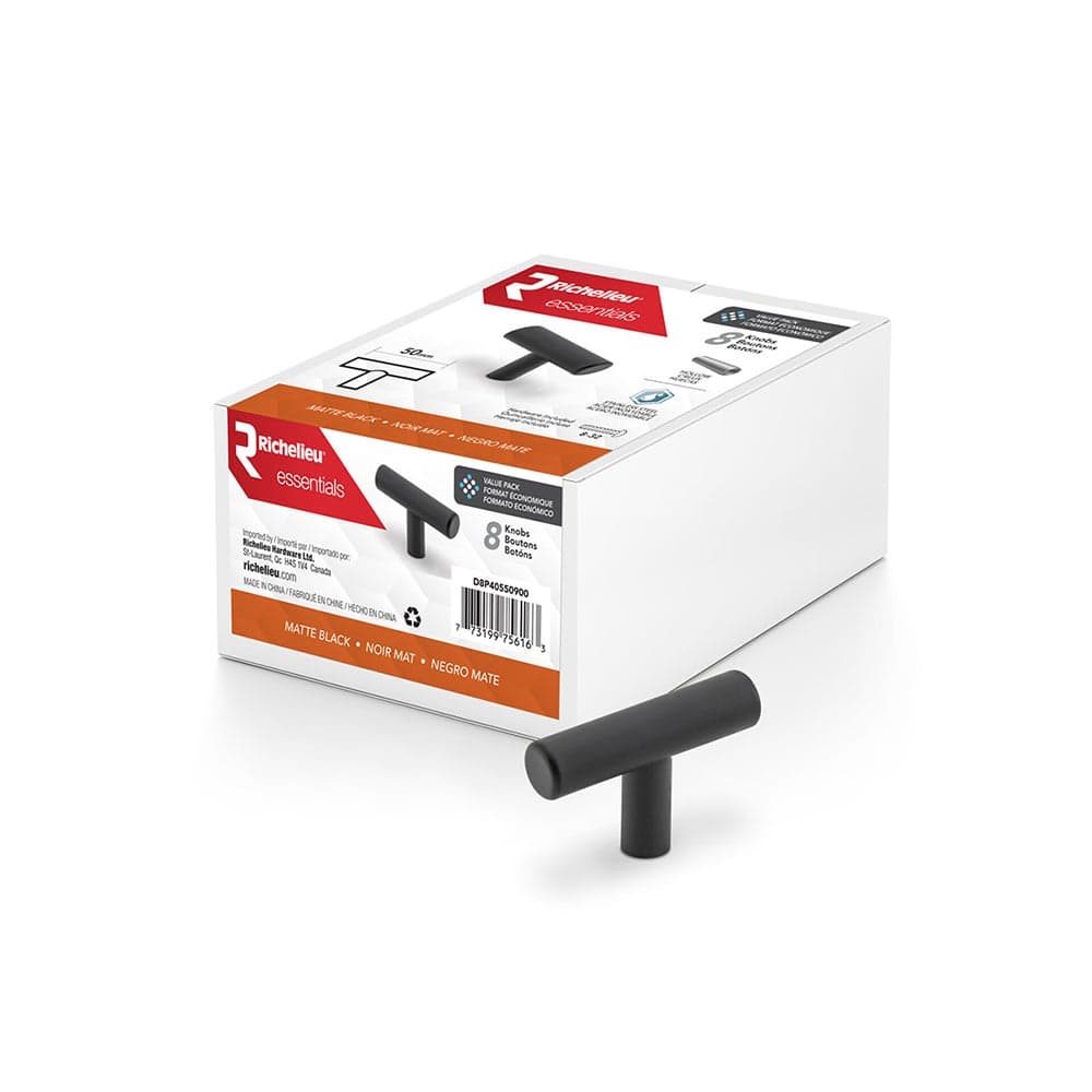 RICHELIEU Metal Cabinet Knob Black 50 mm Pkg/8