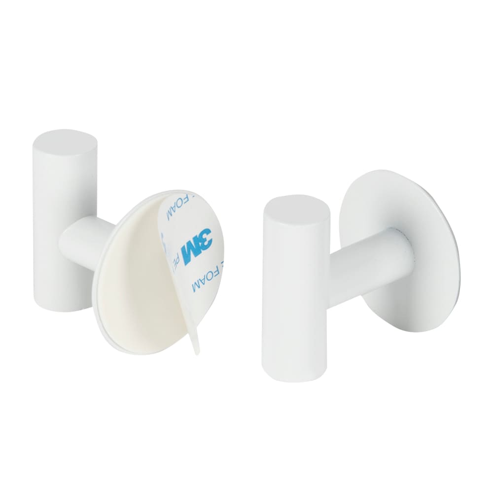 PRATICO Modern Adhesive Hooks White Pkg/2