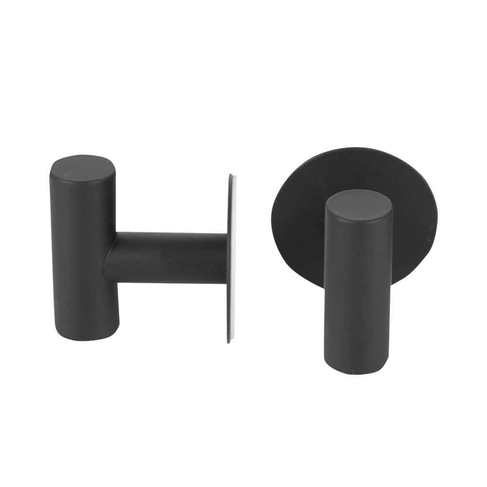 PRATICO Modern Adhesive Hooks Black Pkg/2