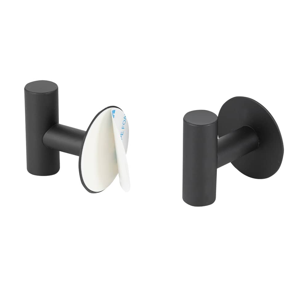 PRATICO Modern Adhesive Hooks Black Pkg/2