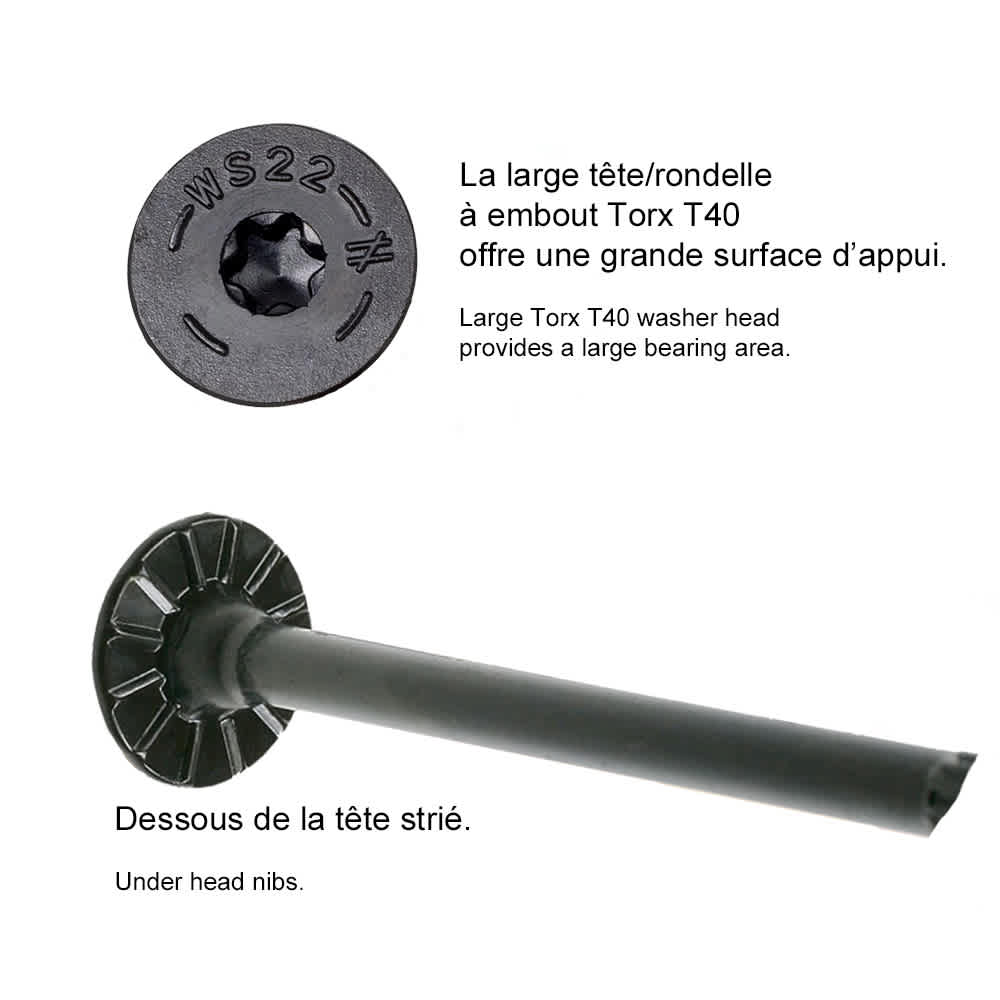 Vis à bois structurelle d'intérieur TIMBER 6&nbsp;po T.P. noir Pqt/50