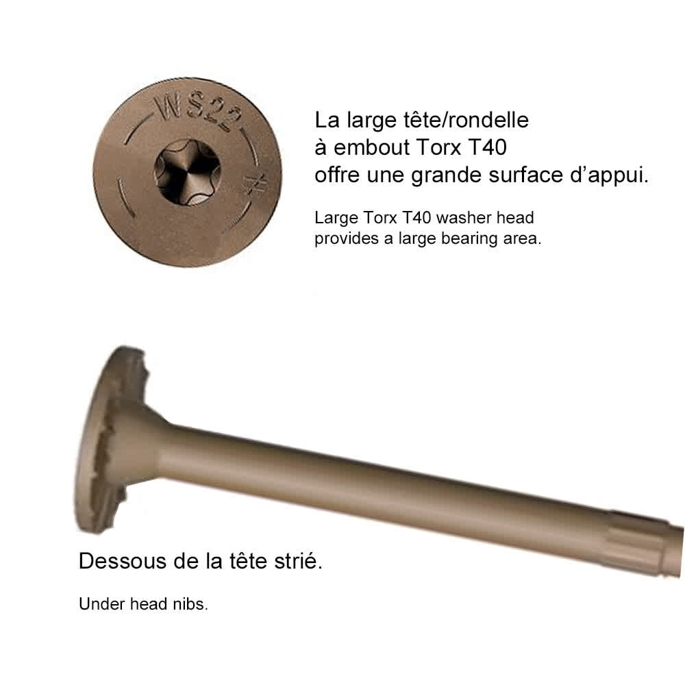 TIMBER DB Structural W.H. Wood Screw 3&nbsp;in. Tan Pkg/12
