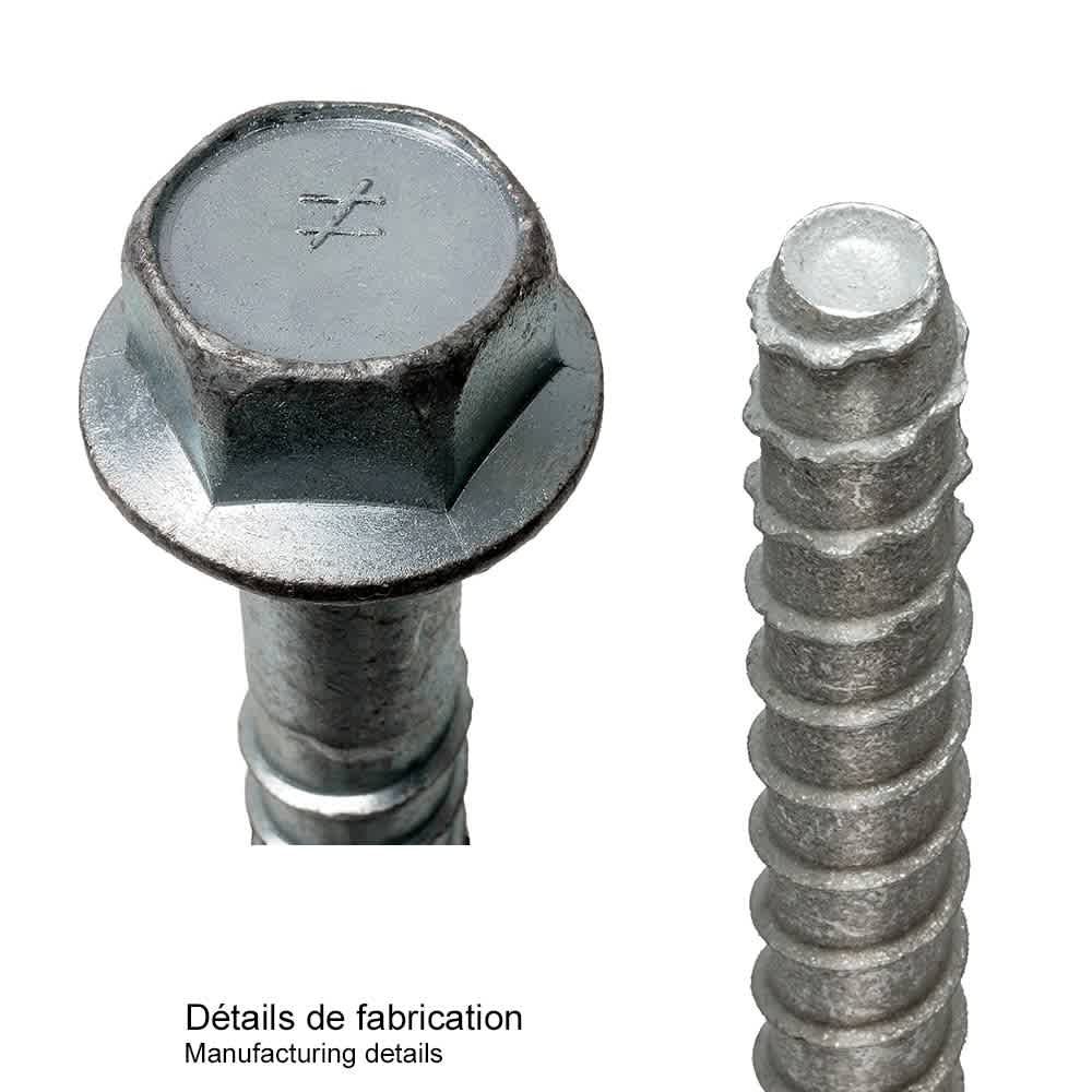 Vis d'ancrage galvanisé pour le béton Titen&nbsp;HD 3/8&nbsp;po&nbsp;x&nbsp;3&nbsp;po T.H. Pqt/50