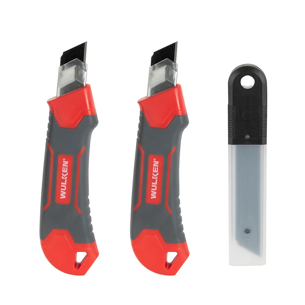 WULKEN Set of 2 Retractable Utility Knives 18 mm with 10 Blades Pack