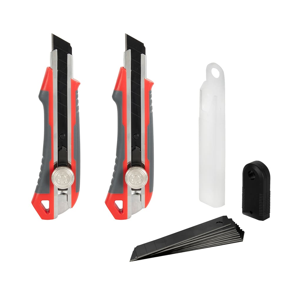 WULKEN Set of 2 Retractable Utility Knives 18 mm with 10 Blades Pack