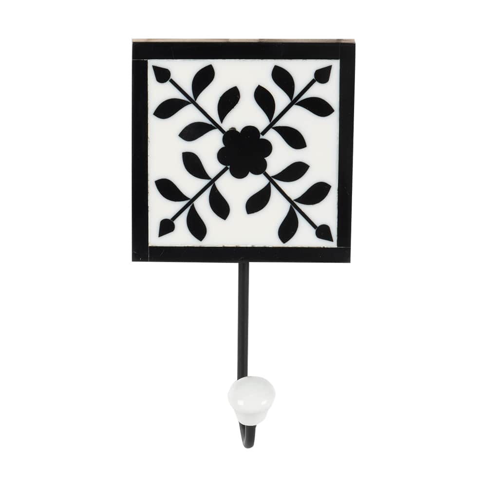 VERTUO Floral Tile Decorative Coat Hook 6 in