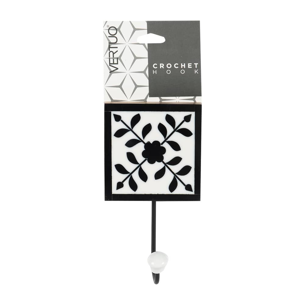 VERTUO Floral Tile Decorative Coat Hook 6 in