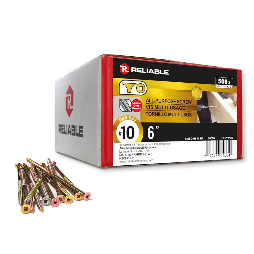 All Purpose Wood Screws 6 in., n°  10 Pkg/500