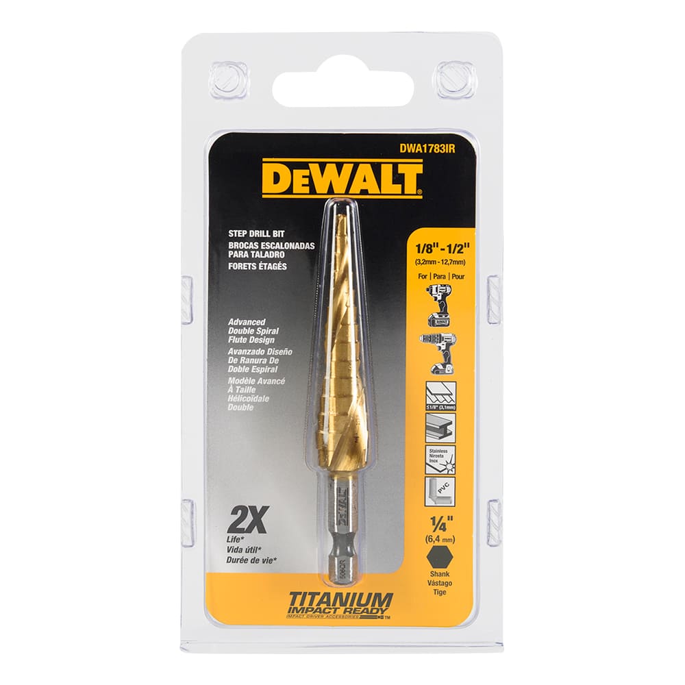 Foret/mèche étagé 1/8&nbsp;po à 1/2&nbsp;po DEWALT Impact Ready