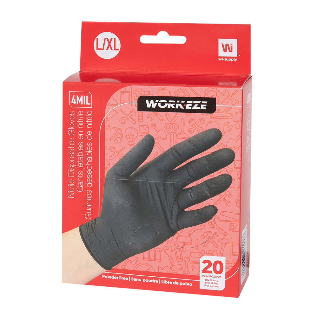 Black Disposable Nitrile Gloves Large/Extra Large Pkg/20