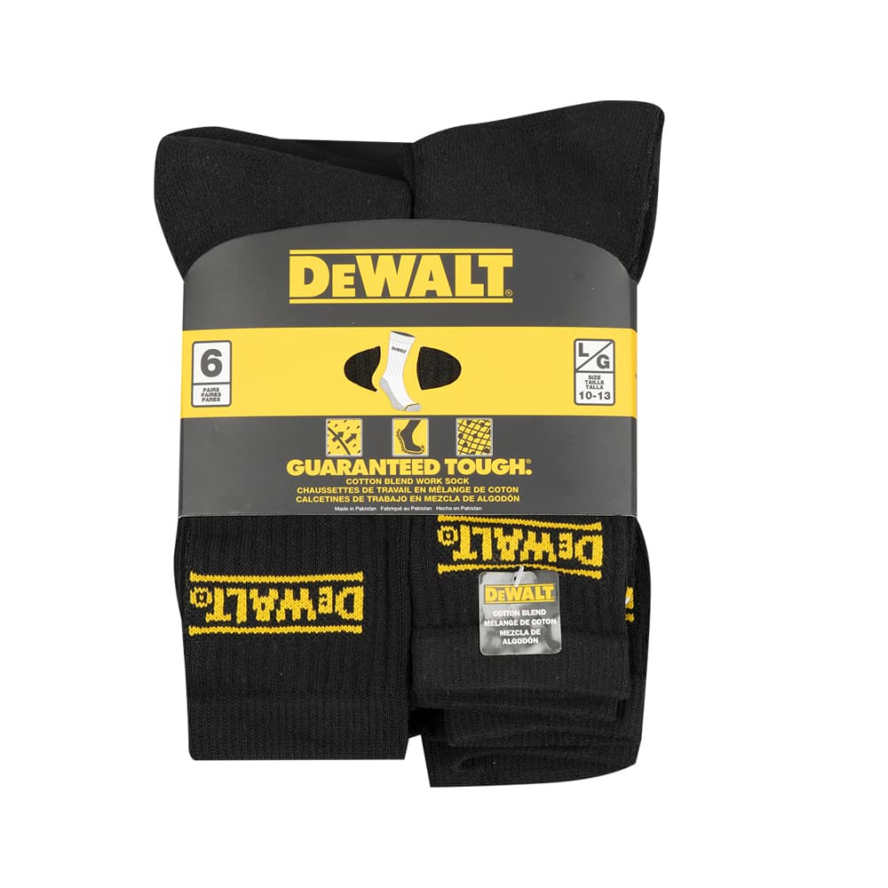 DEWALT Work Socks Large Pkg/6