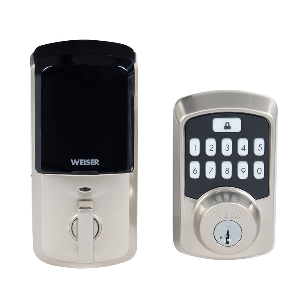Serrure de porte électronique à clavier numérique SmartKey Aura nickel satiné WEISER