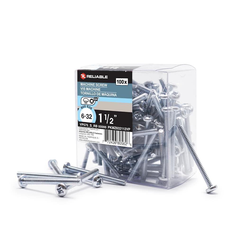 Boulons mécaniques T.R. 6-32 x 1&nbsp;1/2&nbsp;po&nbsp;Pqt/100