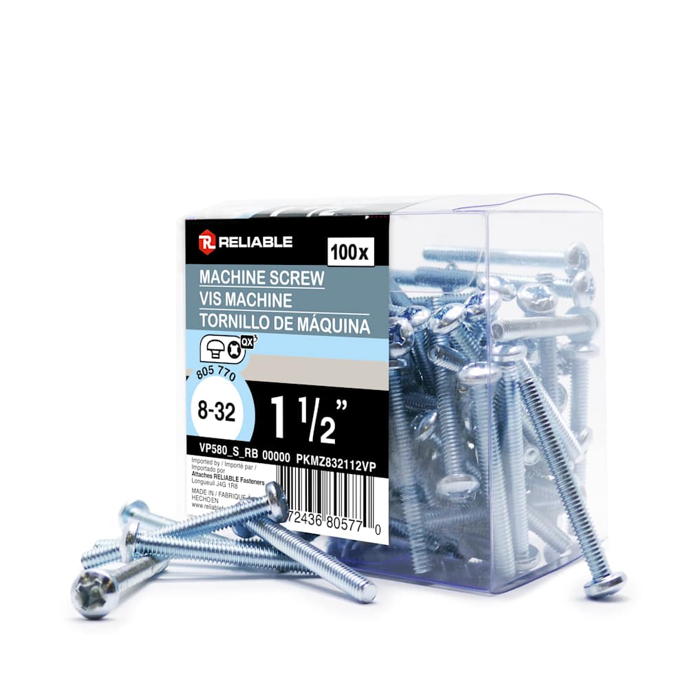 Boulons mécaniques T.R. 8-32 x 1&nbsp;1/2&nbsp;po&nbsp;Pqt/100