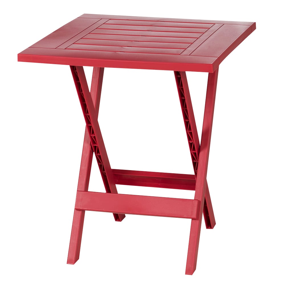 Red Resin Folding Side Table 17 in.