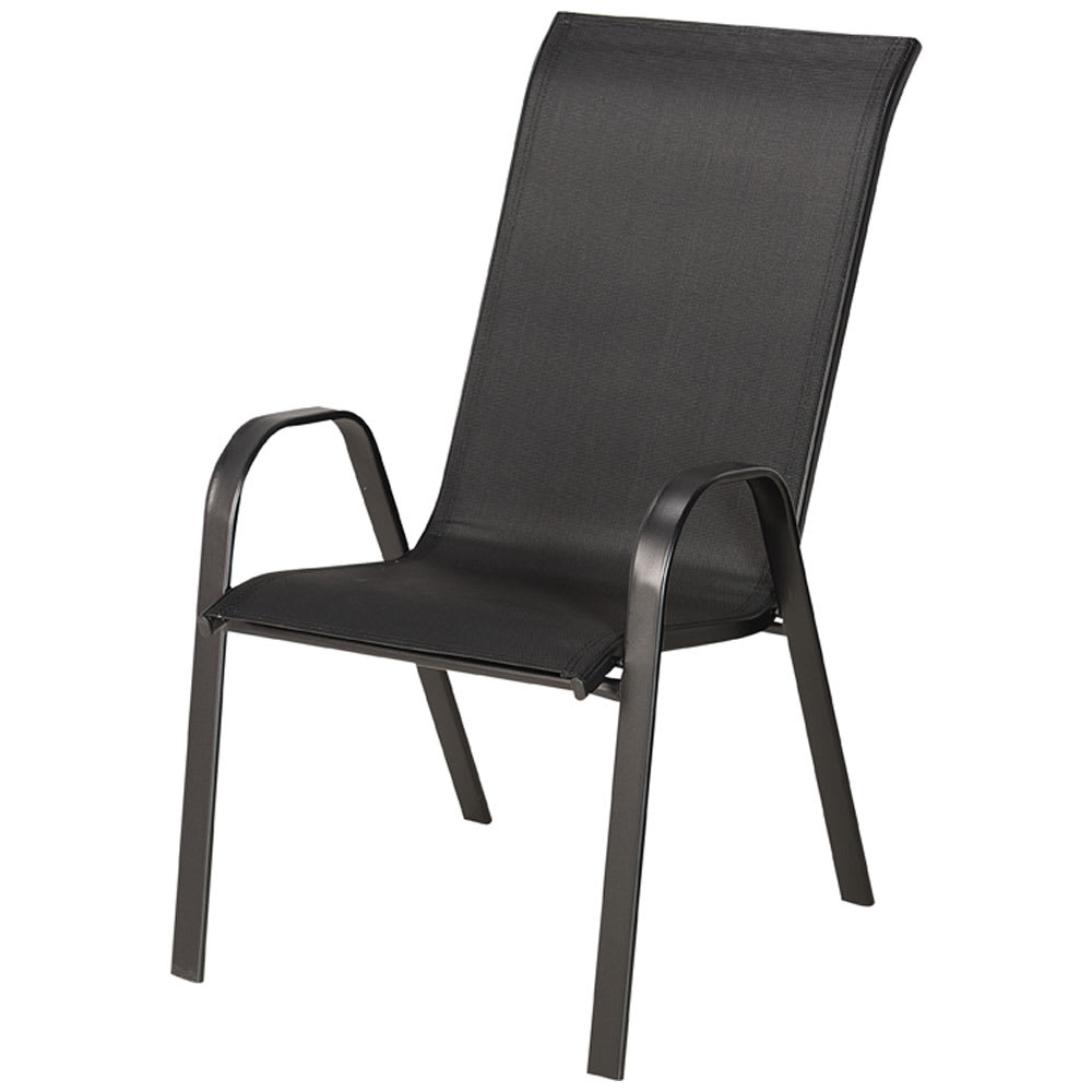 Chaise de patio Luzon à haut dossier en acier noir