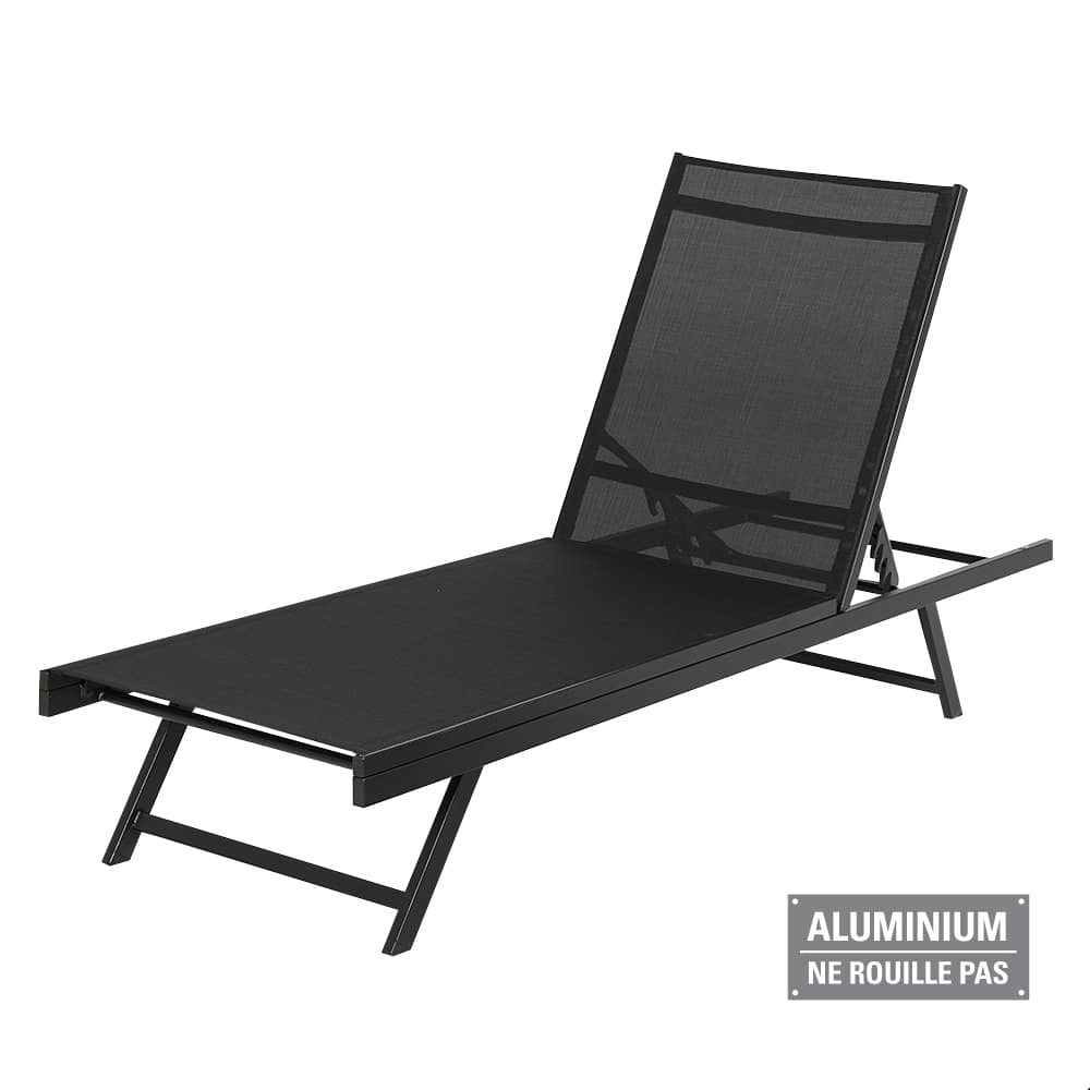 VERTUO Black Aluminum Lounge Chair