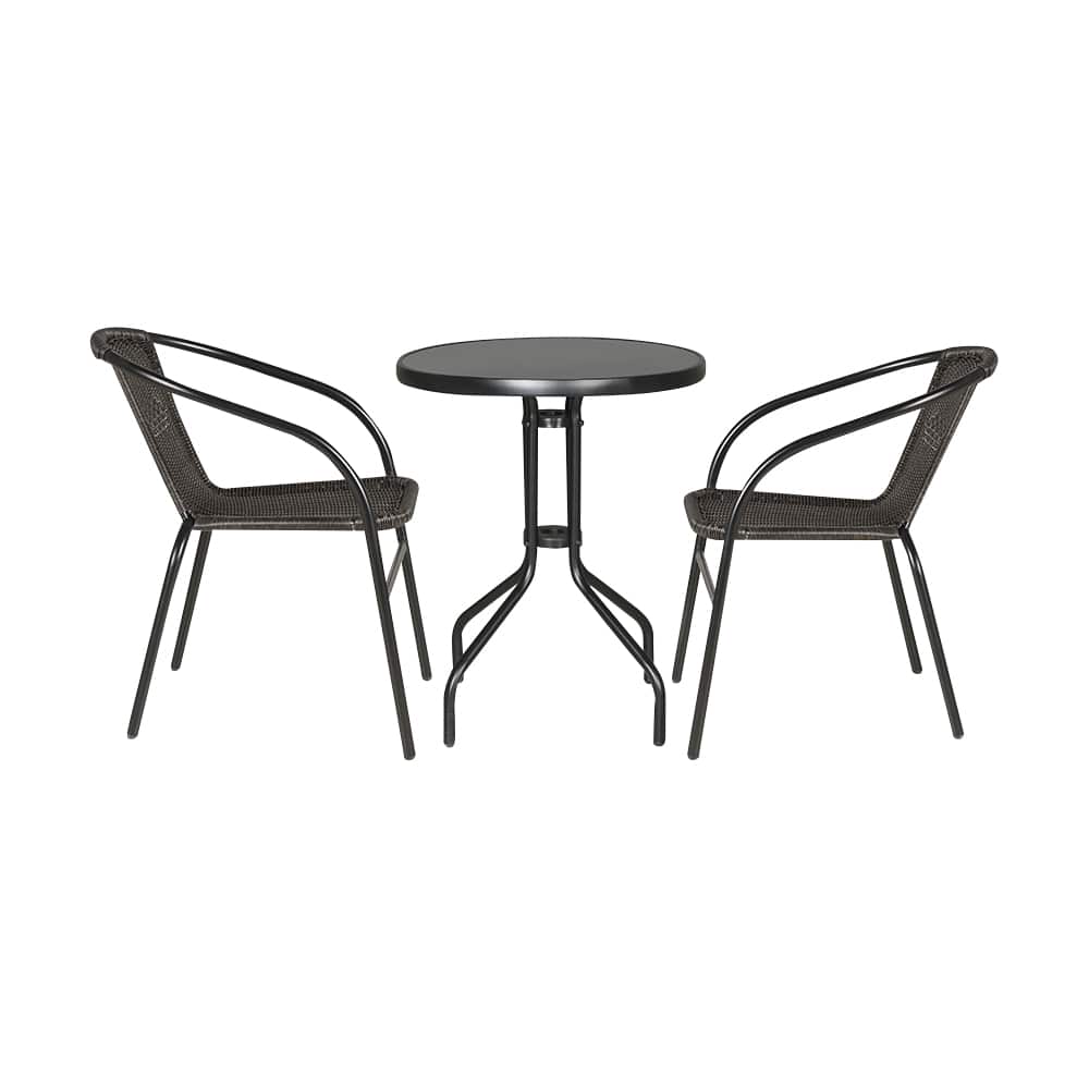 Chaise bistro Paris en acier noir et espresso VERTUO