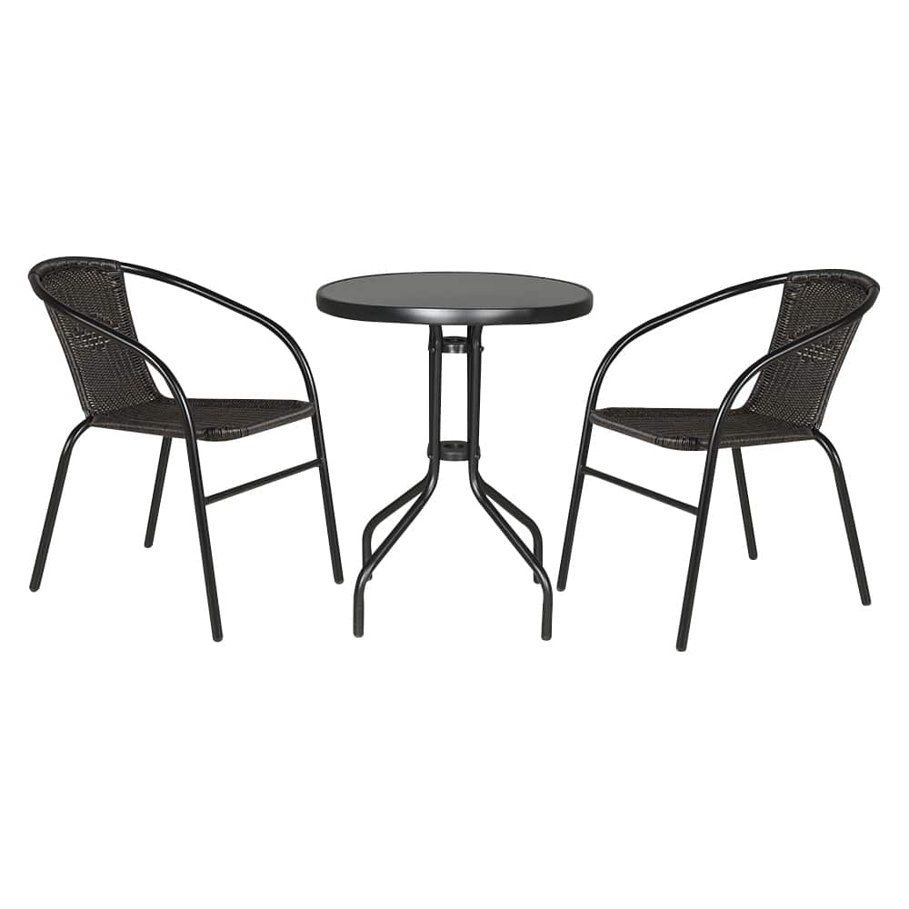 Chaise bistro Paris en acier noir et espresso VERTUO