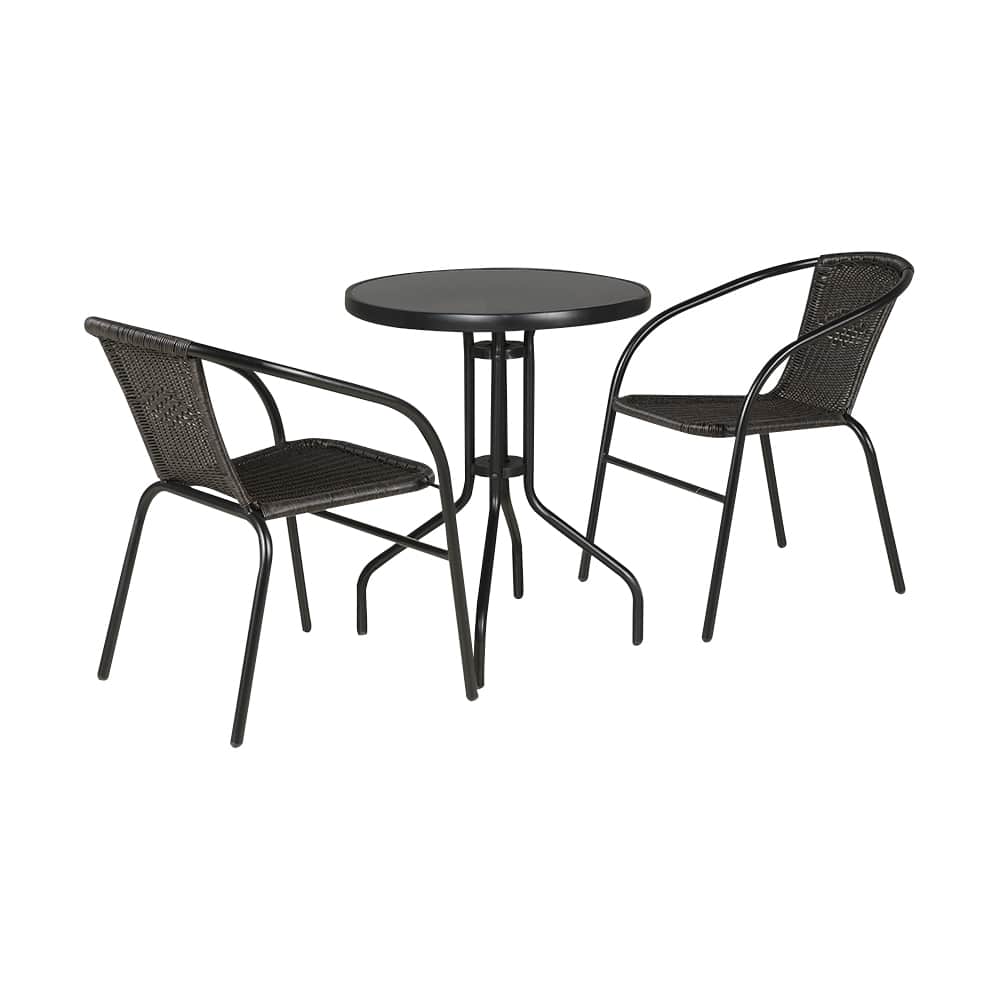 Chaise bistro Paris en acier noir et espresso VERTUO