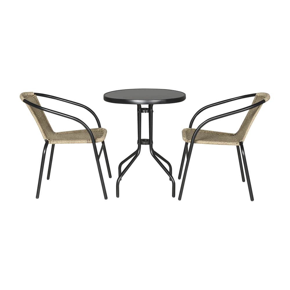 VERTUO Paris Black and Natural Steel Bistro Chair