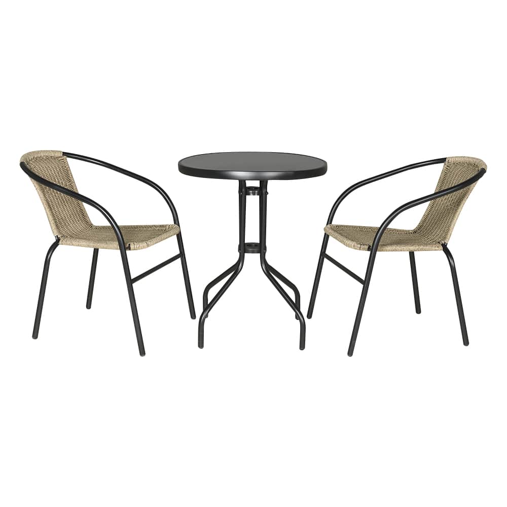 VERTUO Paris Black and Natural Steel Bistro Chair