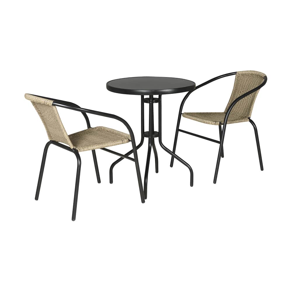 VERTUO Paris Black and Natural Steel Bistro Chair