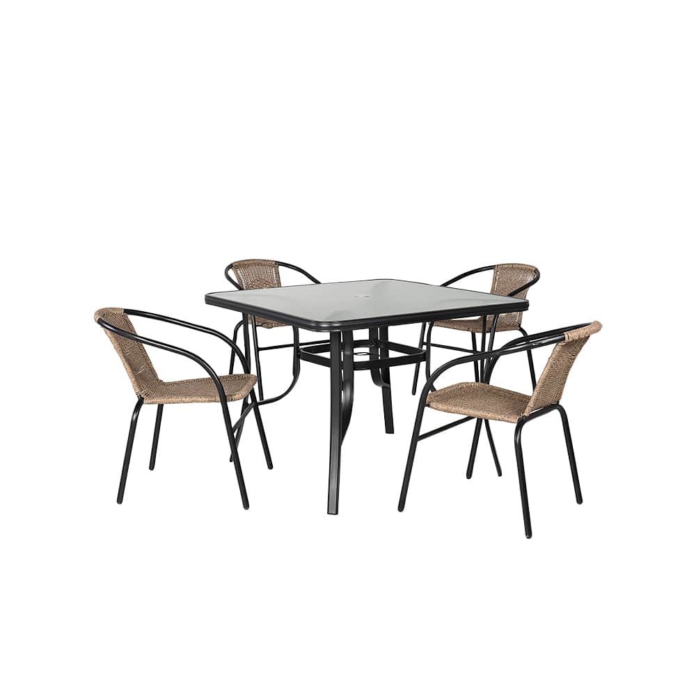VERTUO Paris Black and Natural Steel Bistro Chair