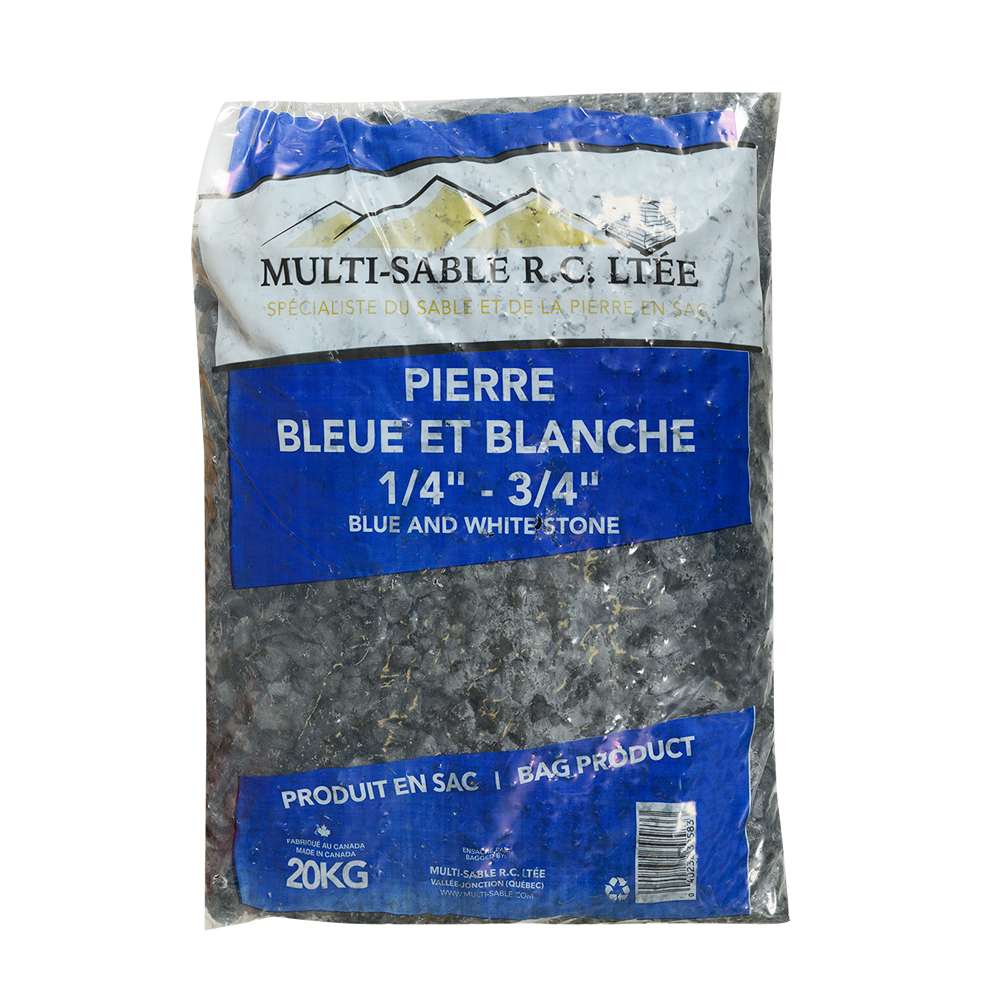 1/4 in. - 3/4 in. Blue & White Decorative Stone 20 kg