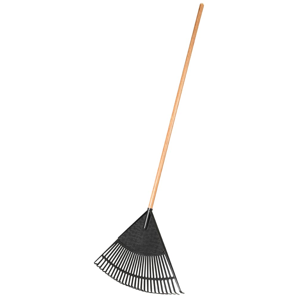 Plastic Leaf Rake with Wooden Handle 24 in.