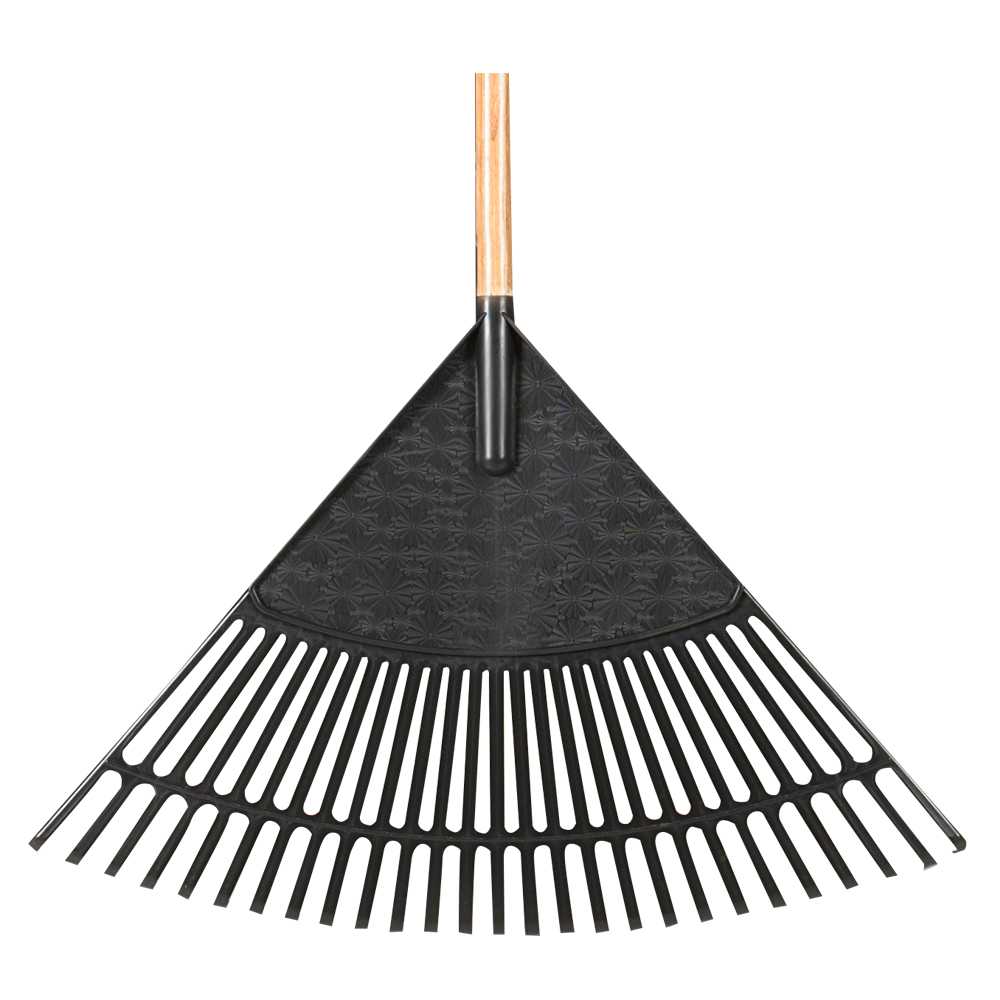 Balai à feuilles en plastique avec manche en bois 24 po