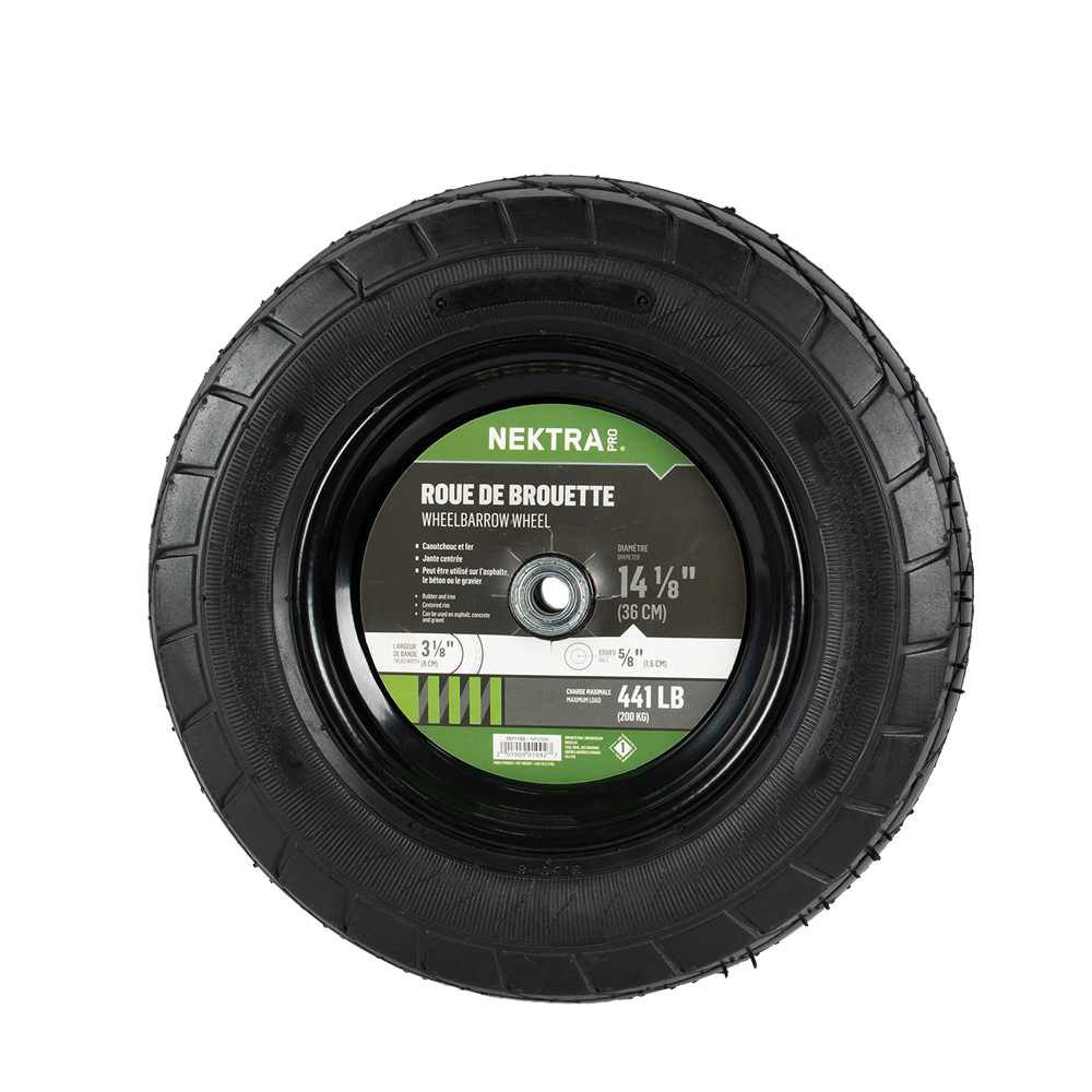 JARDINAS Wheelbarrow Wheel & Tire with 5/8 in. Axle 14 1/4 in.