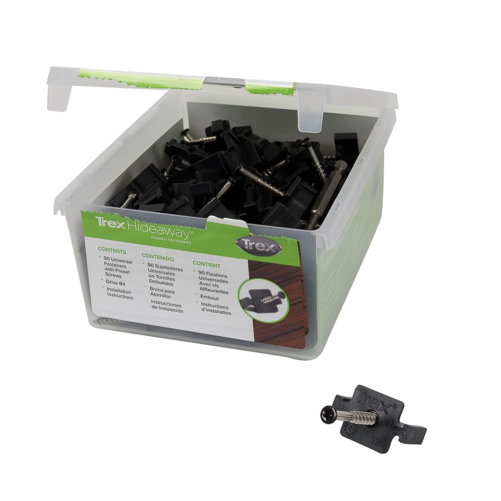 Fixations pour planches rainurées composite Trex Pqt/90