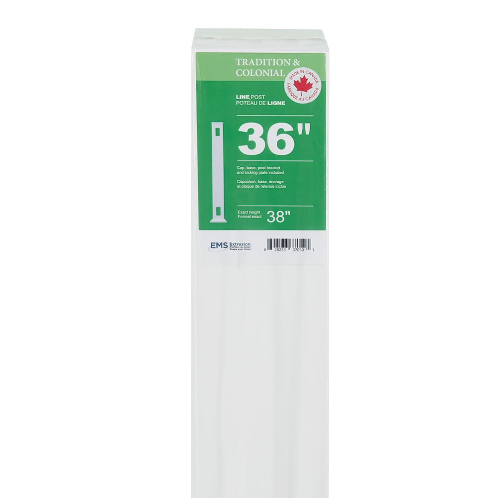 Poteau de ligne pour rampe en PVC 38 po