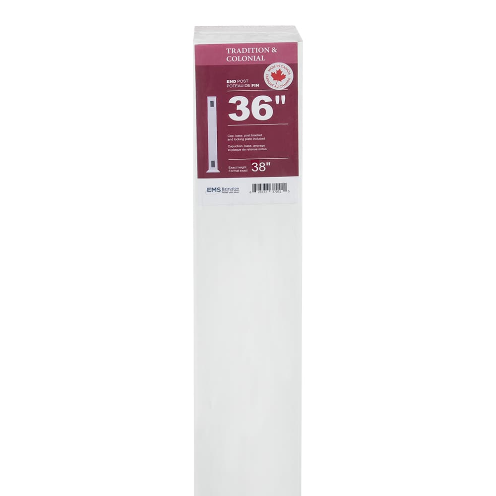 Poteau de fin pour rampe en PVC 38&nbsp;po