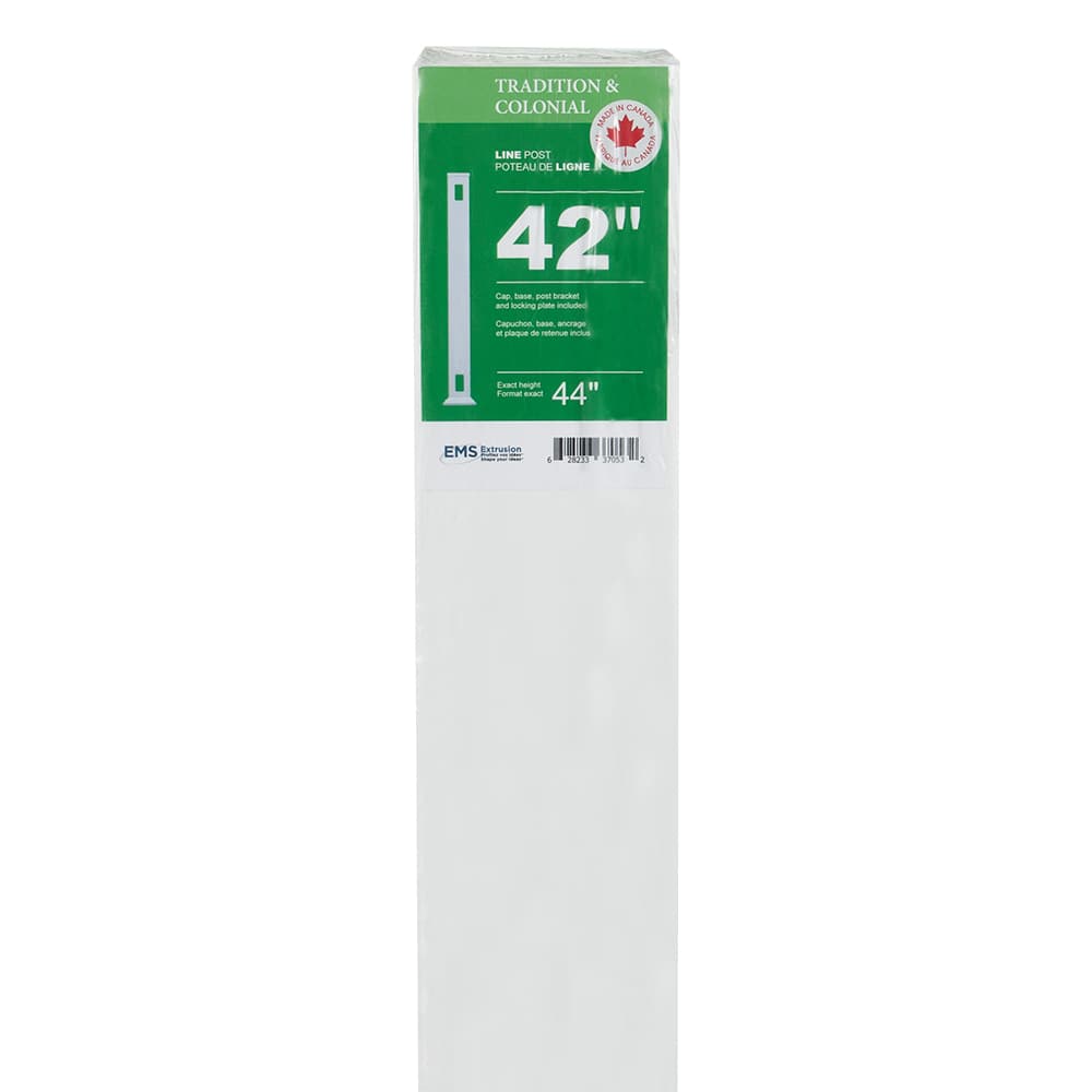 Poteau de ligne pour rampe en PVC 44 po